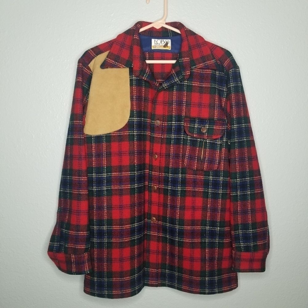 Pendleton Vintage 80s Lobo Red Plaid Wool Shooting Jacket Shirt Shacket‎ Md